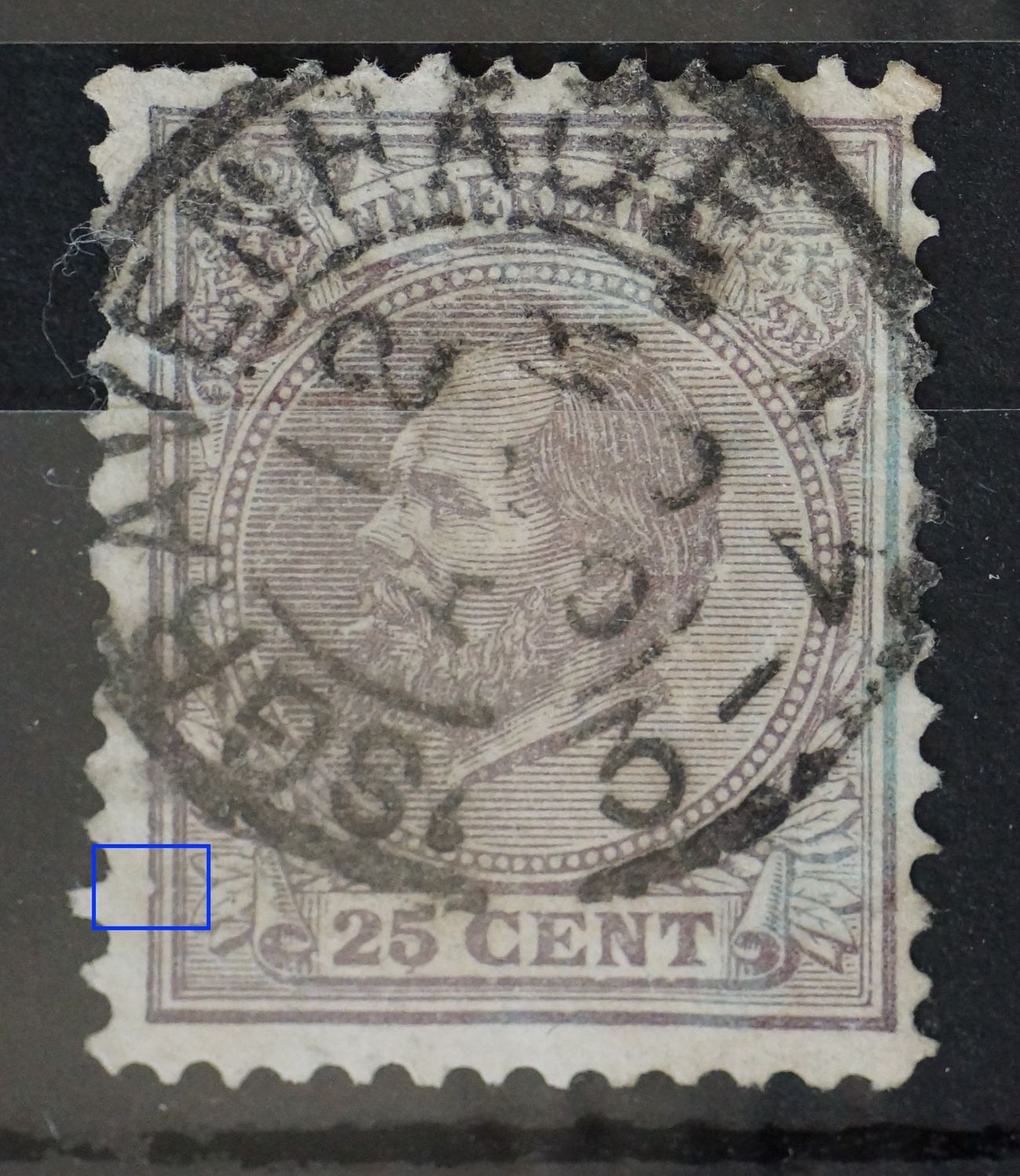 NVPH 26 - breuk in kaderlijn links, onder NVPH 26 - breuk in kaderlijn links, onder