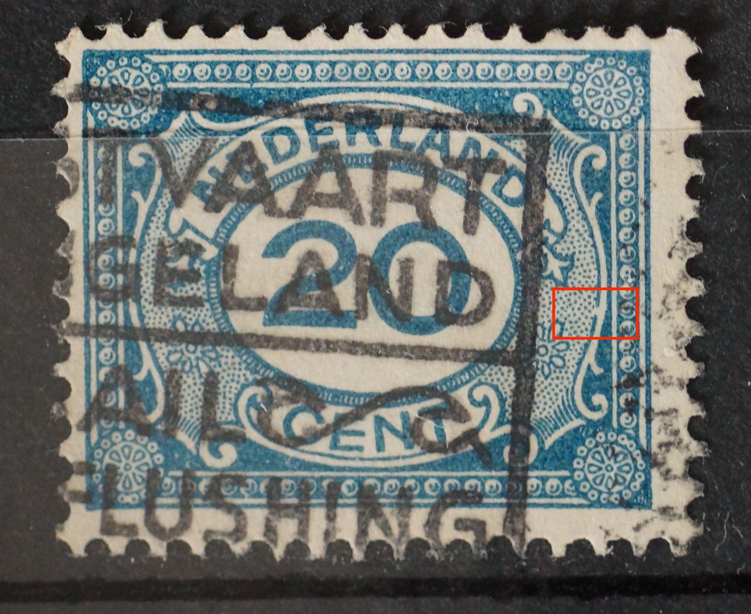 NVPH 109 - breuk in omlijsting rechts