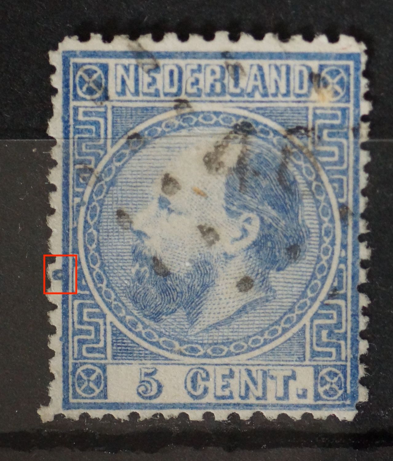 NVPH 7 - grote blauwe uitstulping links NVPH 7 - grote blauwe uitstulping links