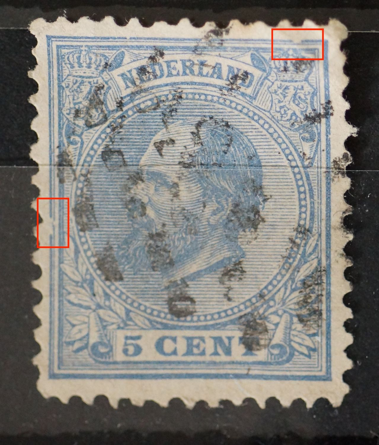 NVPH 19 - o.a. grote breuk in kaderlijn links NVPH 19 - o.a. grote breuk in kaderlijn links