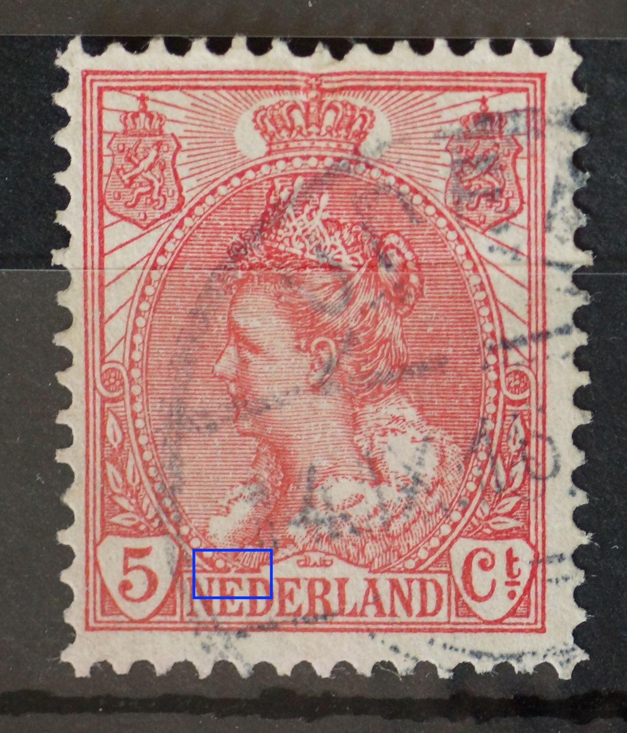 NVPH 60 - breuk boven de 1e E van NEDERLAND