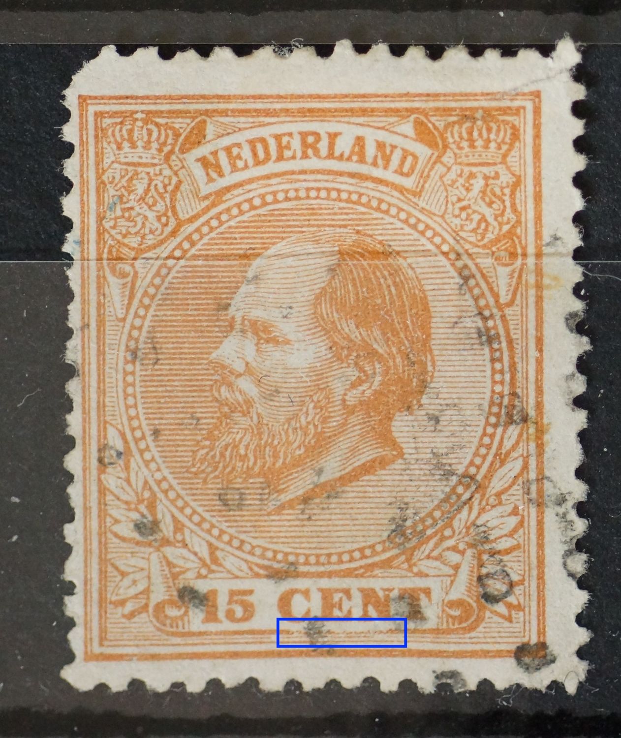 NVPH 23 - beschadigde kaderlijn onder CENT