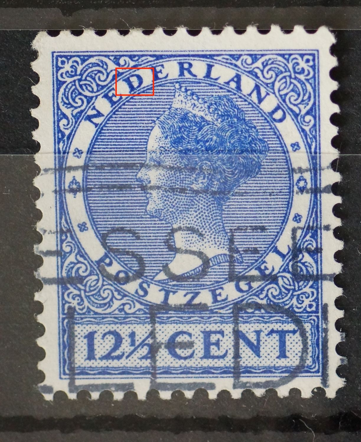NVPH 185 - blauwe streep in de 1e D van NEDERLAND