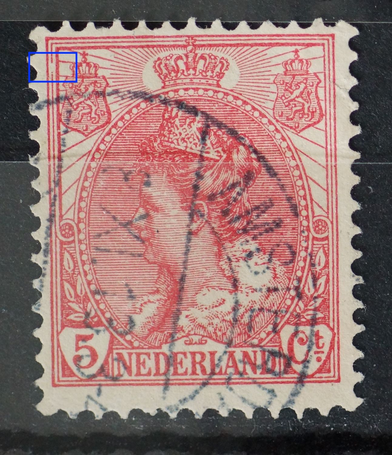 NVPH 60 - breuk in kaderlijn links, boven