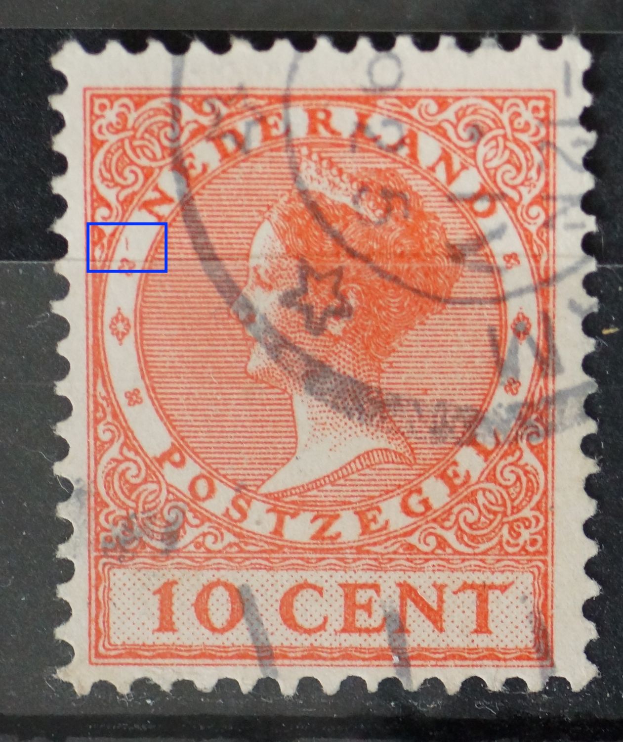 NVPH 153 - verticaal rood streepje linksonder de 1e N van NEDERLAND