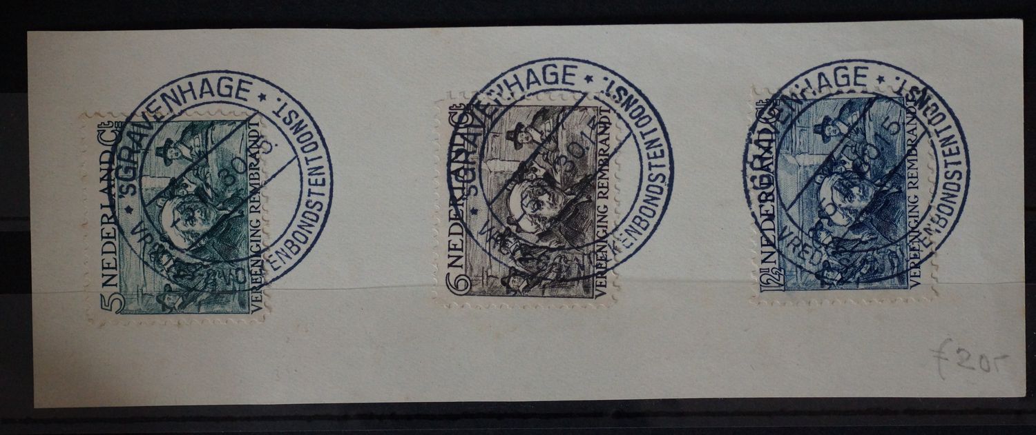 Gelegenheidsstempel Vredes-& Volkenbondtenstoonstelling op NVPH 229-231