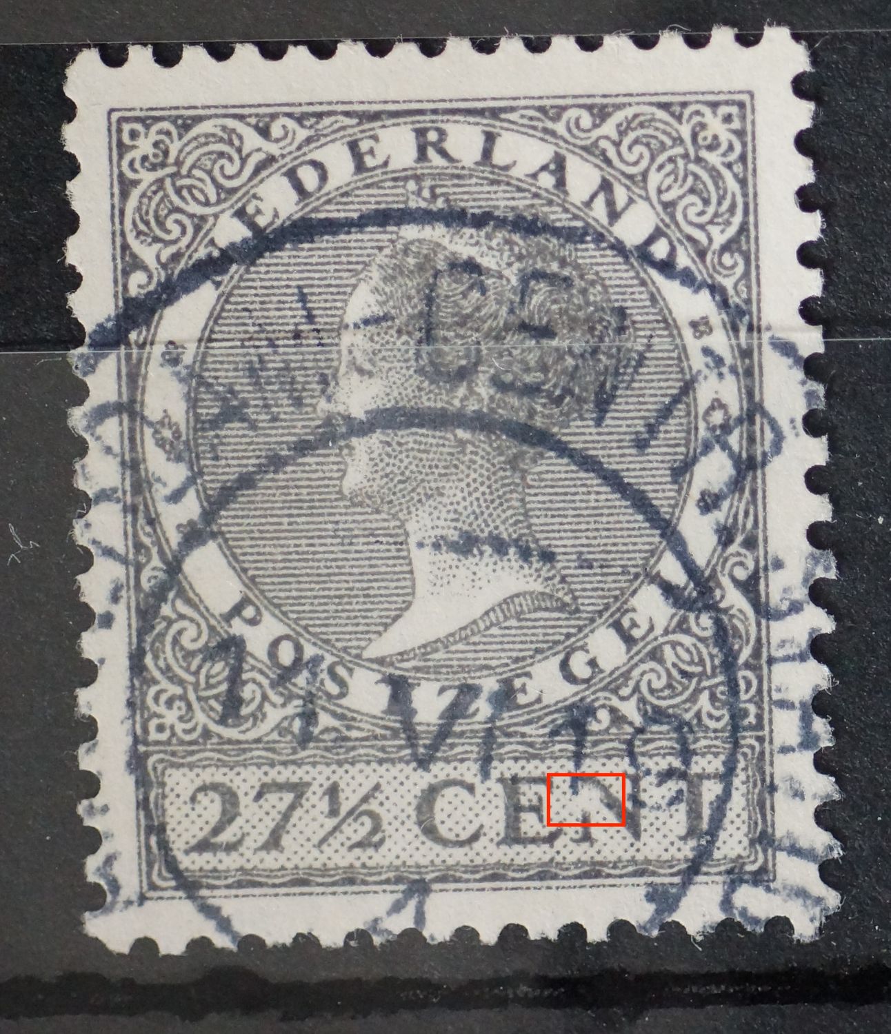 NVPH 193 - grote witte vlek in de N van CENT
