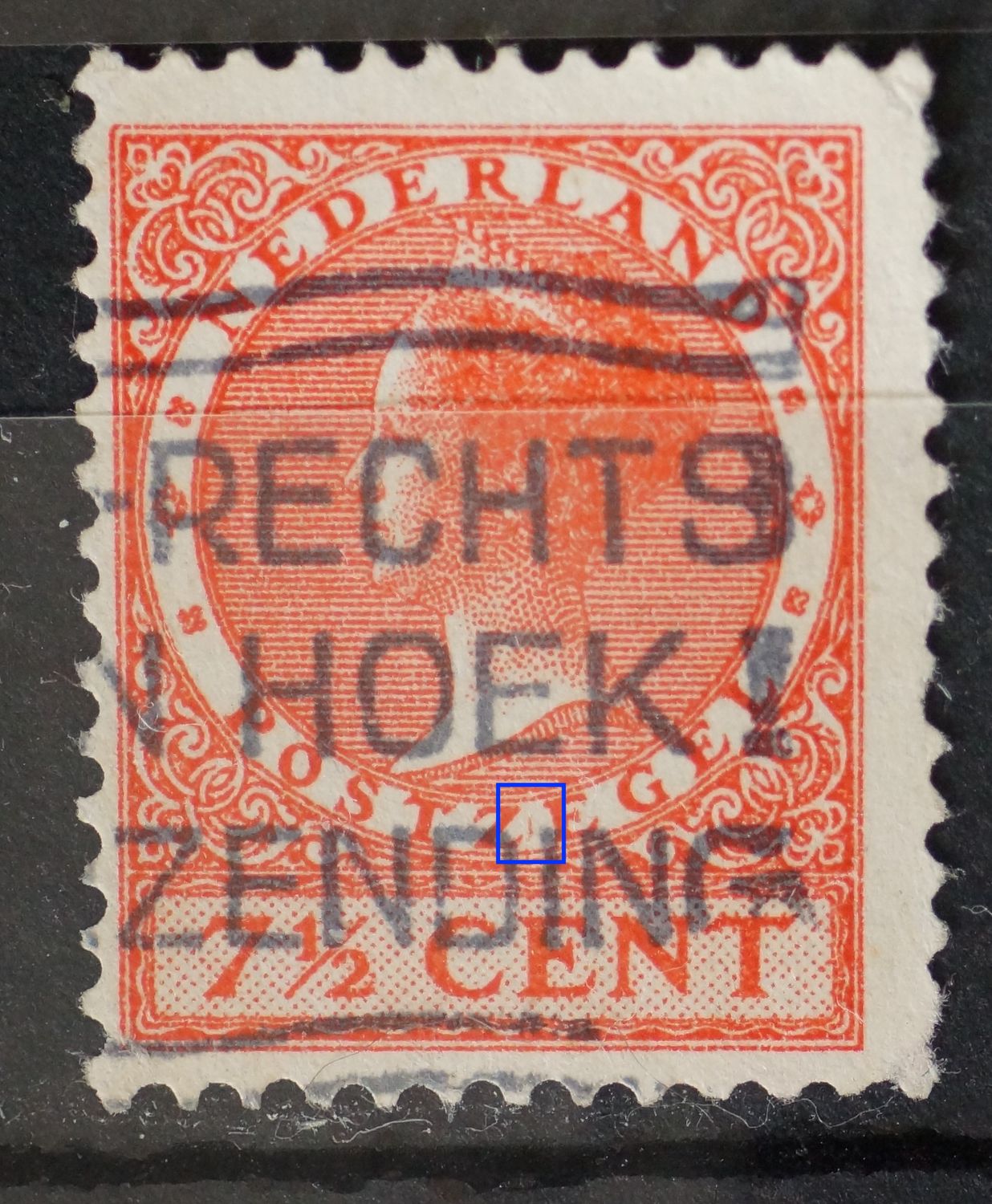 NVPH 180 - verticaal rood streepje tussen ZE van POSTZEGEL