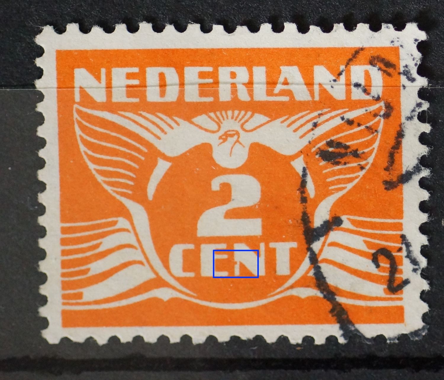 NVPH 173 - oranje punt in de N van CENT
