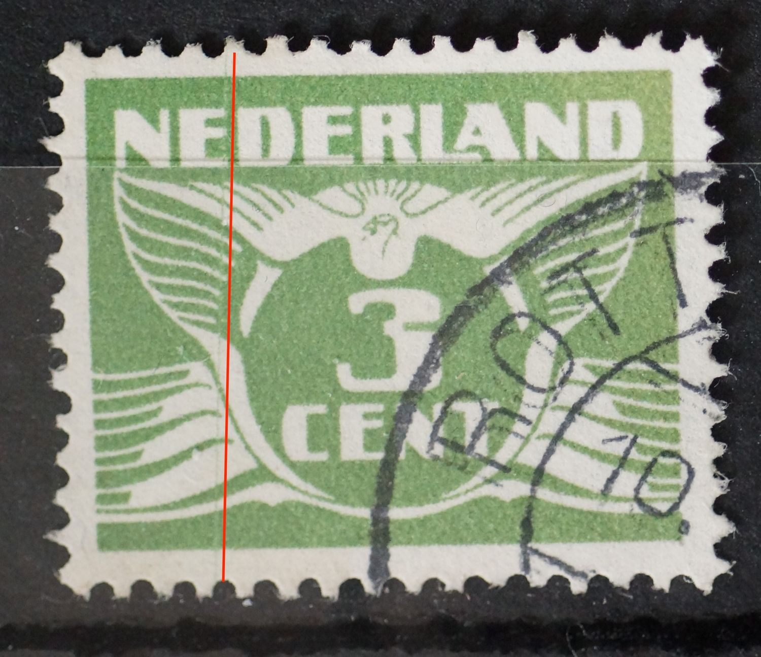 NVPH 175 - verticale groene rakellijn links