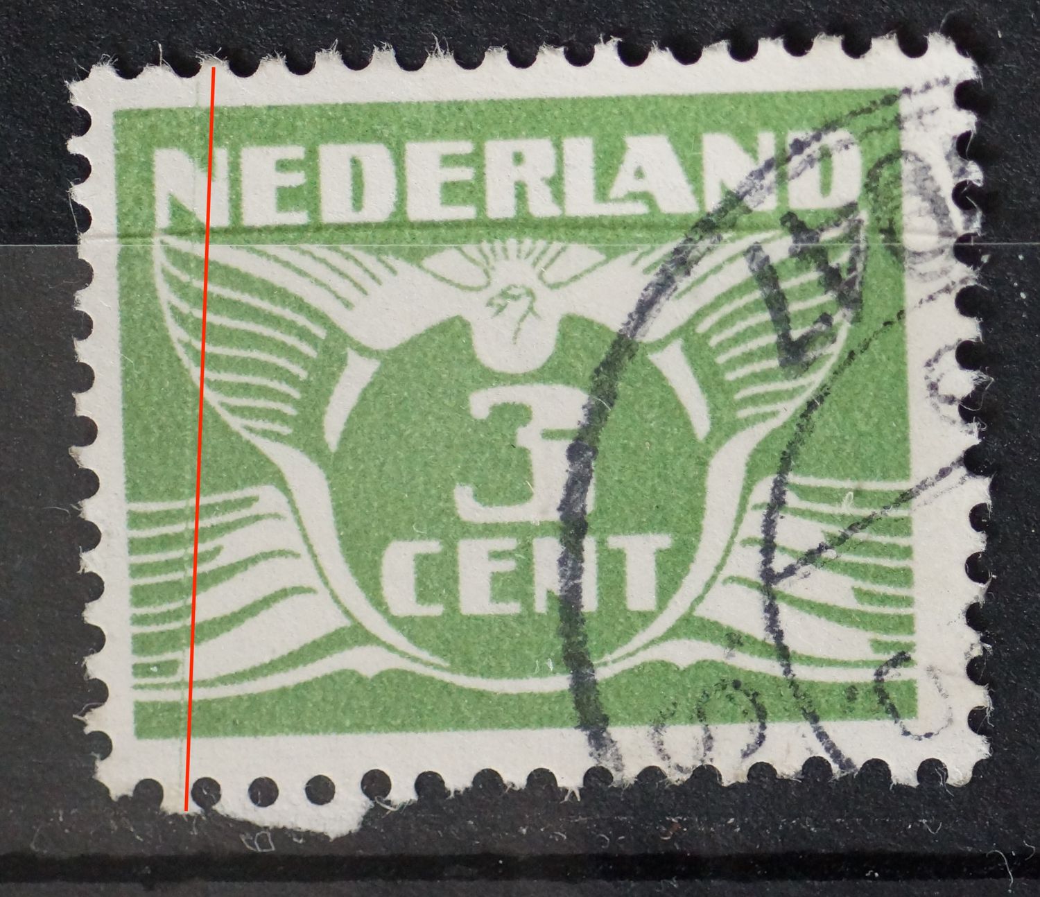 NVPH 175 - verticale groene rakellijn links