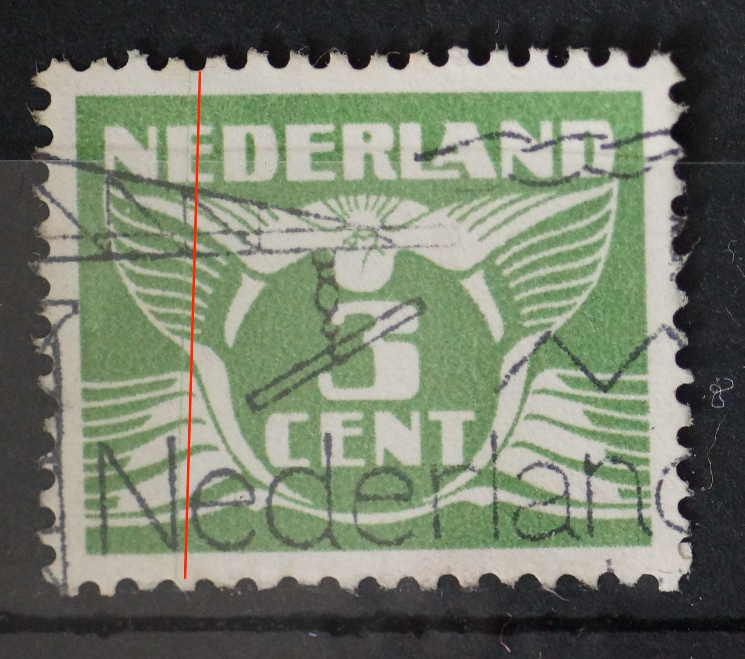 NVPH 175 - groene rakellijn links NVPH 175 - groene rakellijn links