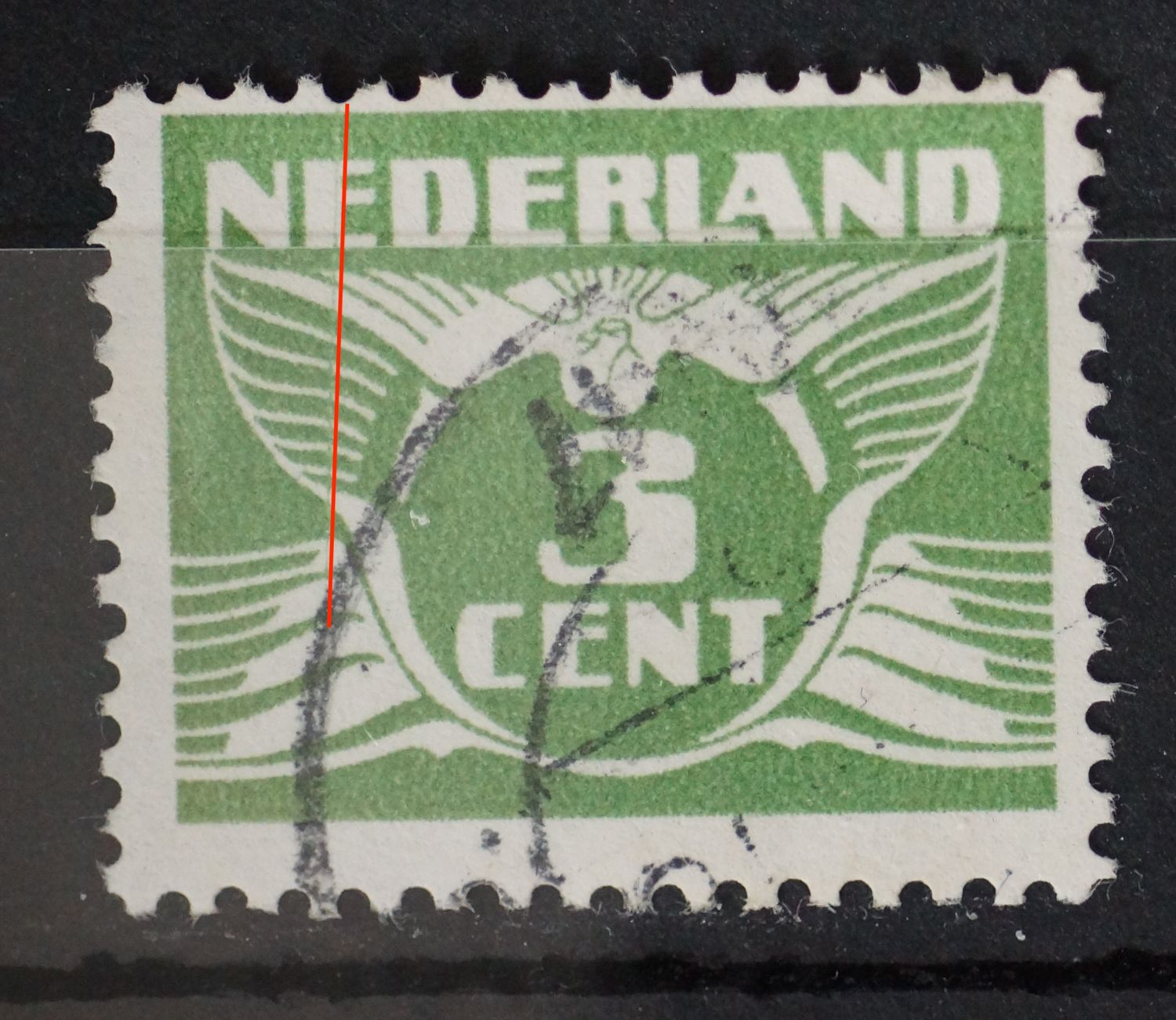 NVPH 175 - groene rakellijn links NVPH 175 - groene rakellijn links