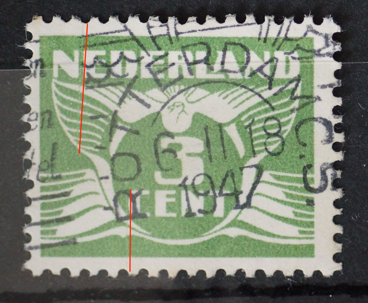 NVPH 175 - groene rakellijnen links NVPH 175 - groene rakellijnen links