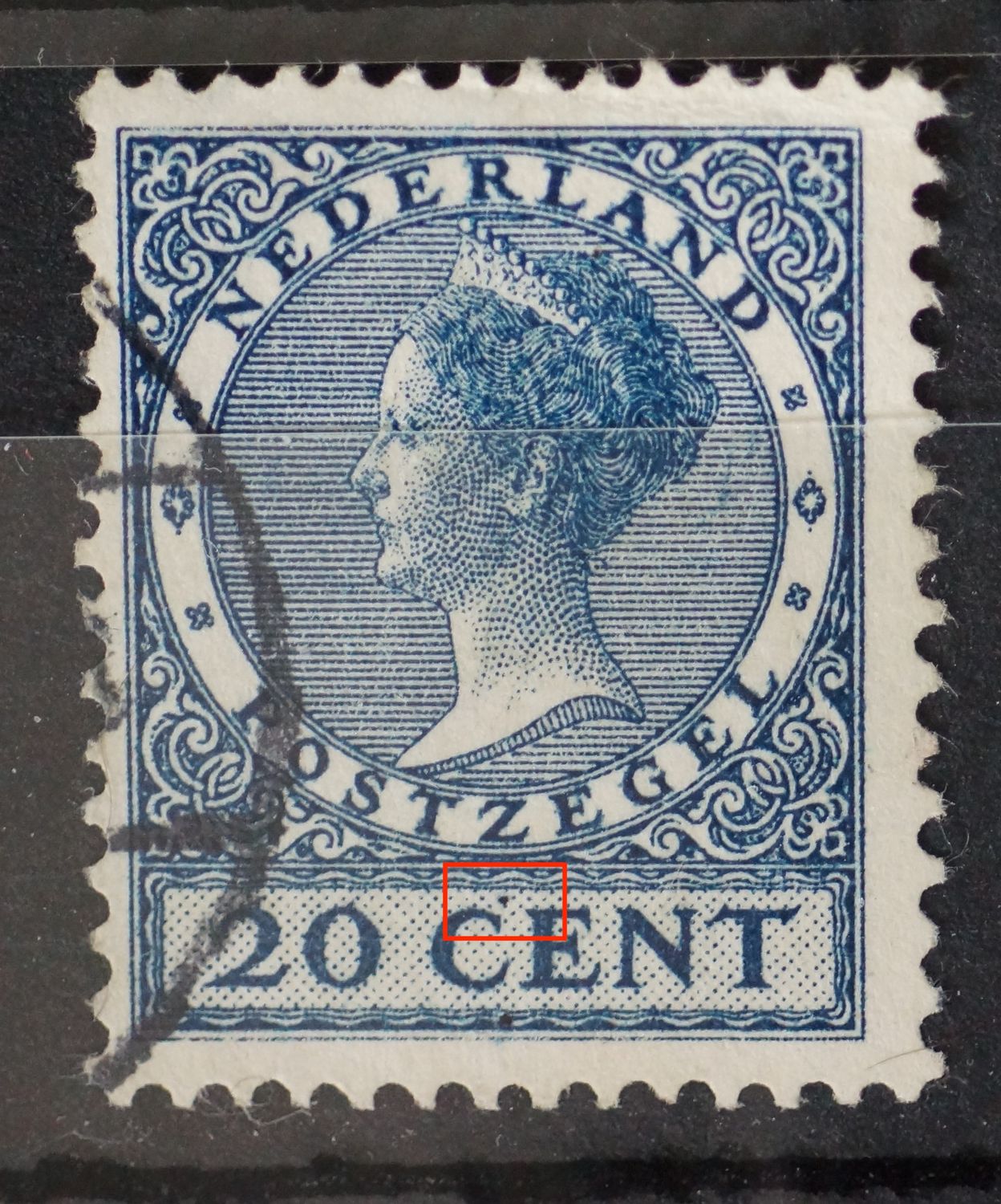 NVPH 188 - blauwe vlek boven de C van CENT