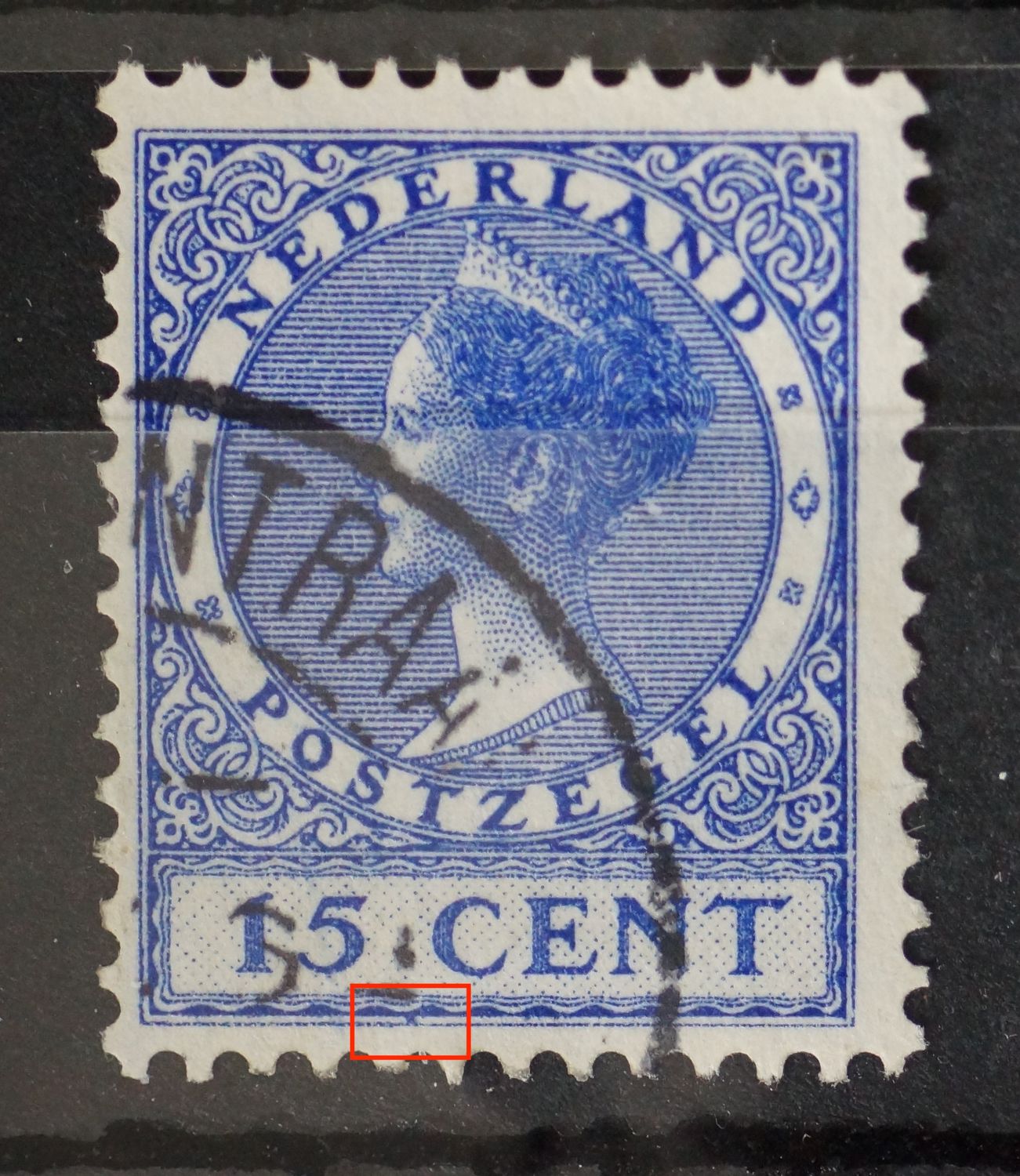 NVPH 186 - blauwe vlek onder