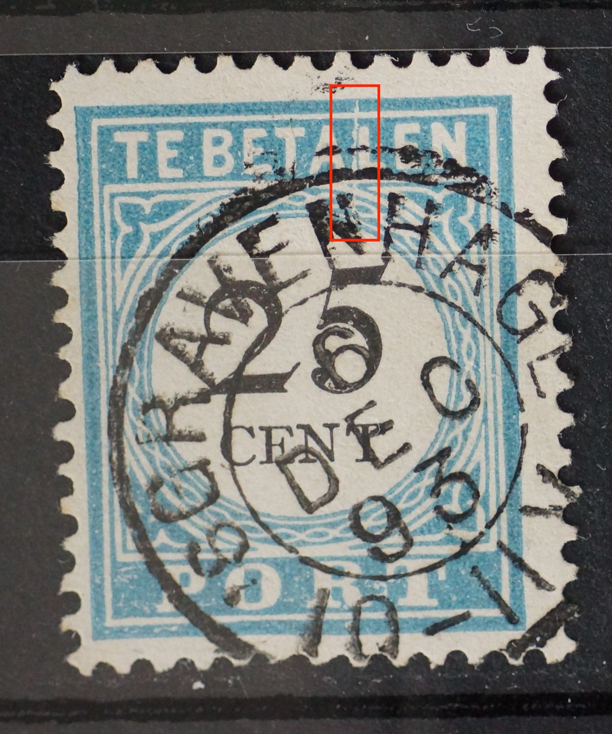 NVPH P11 - witte verticale kras naast de L van BETALEN