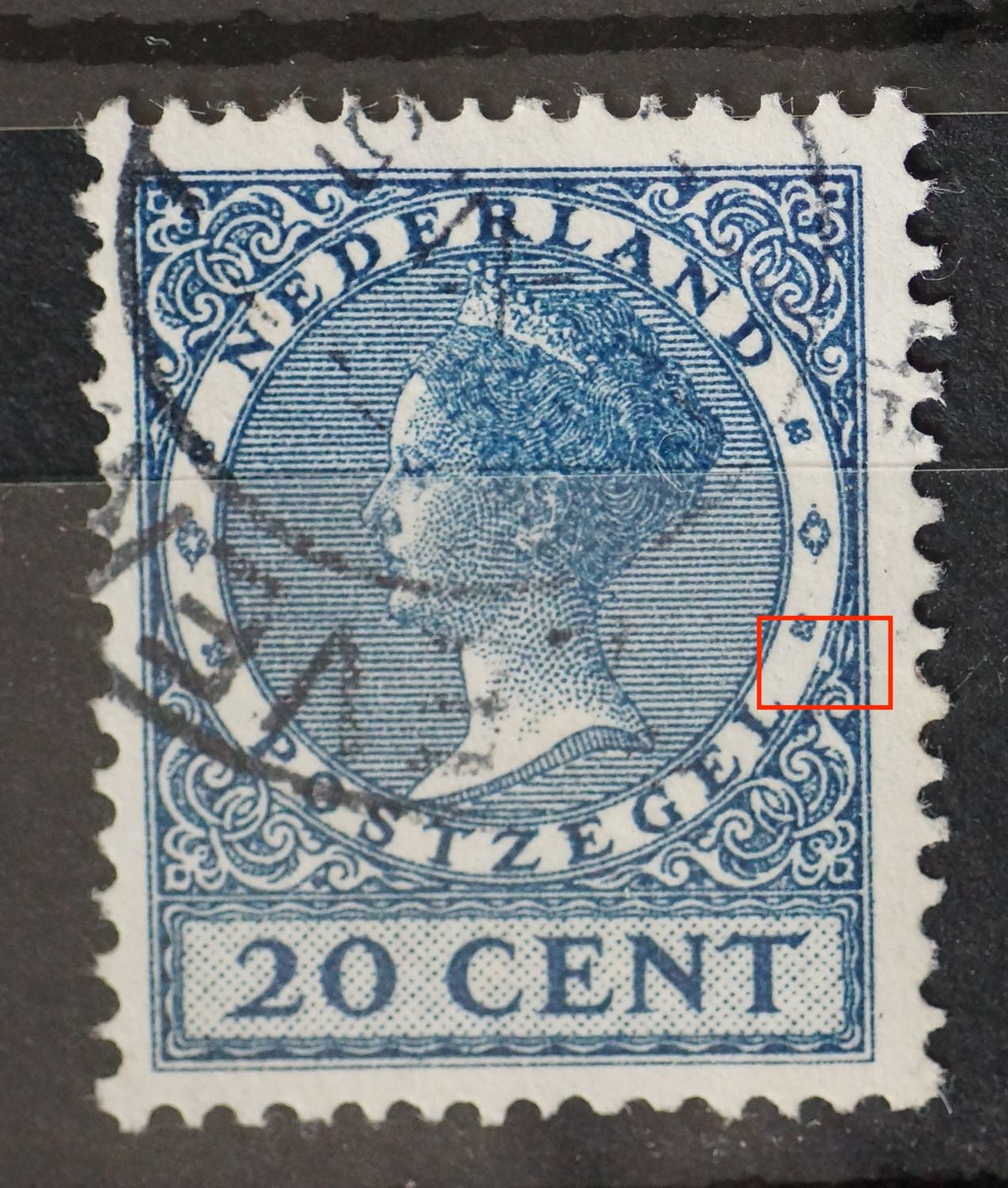 NVPH 188 - witte vlek in omlijsting rechts