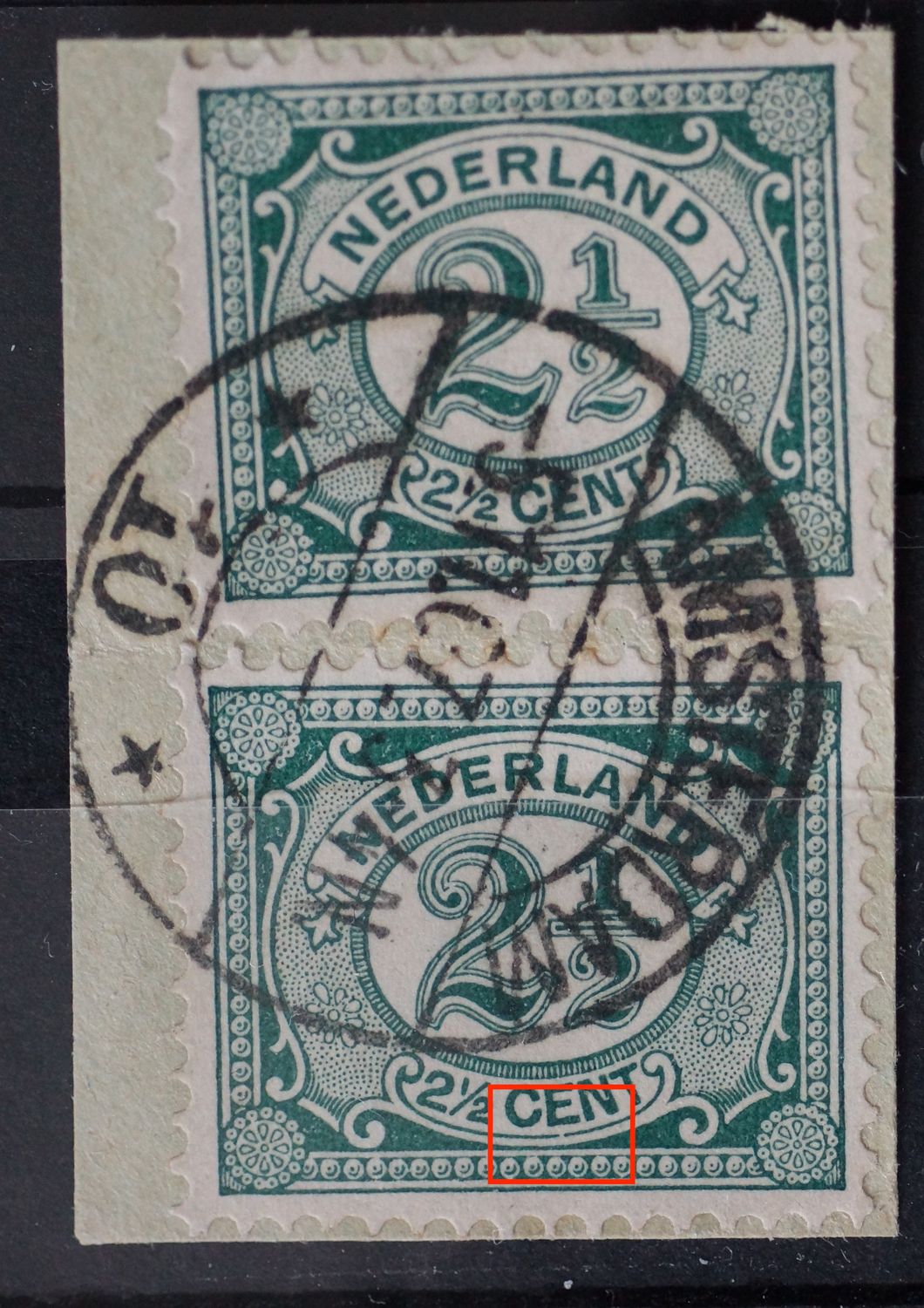 Amsterdam 10 op NVPH 55 (2x) - plaatfout