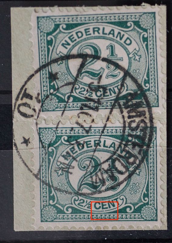 Amsterdam 10 op NVPH 55 (2x) - plaatfout Amsterdam 10 op NVPH 55 (2x) - plaatfout