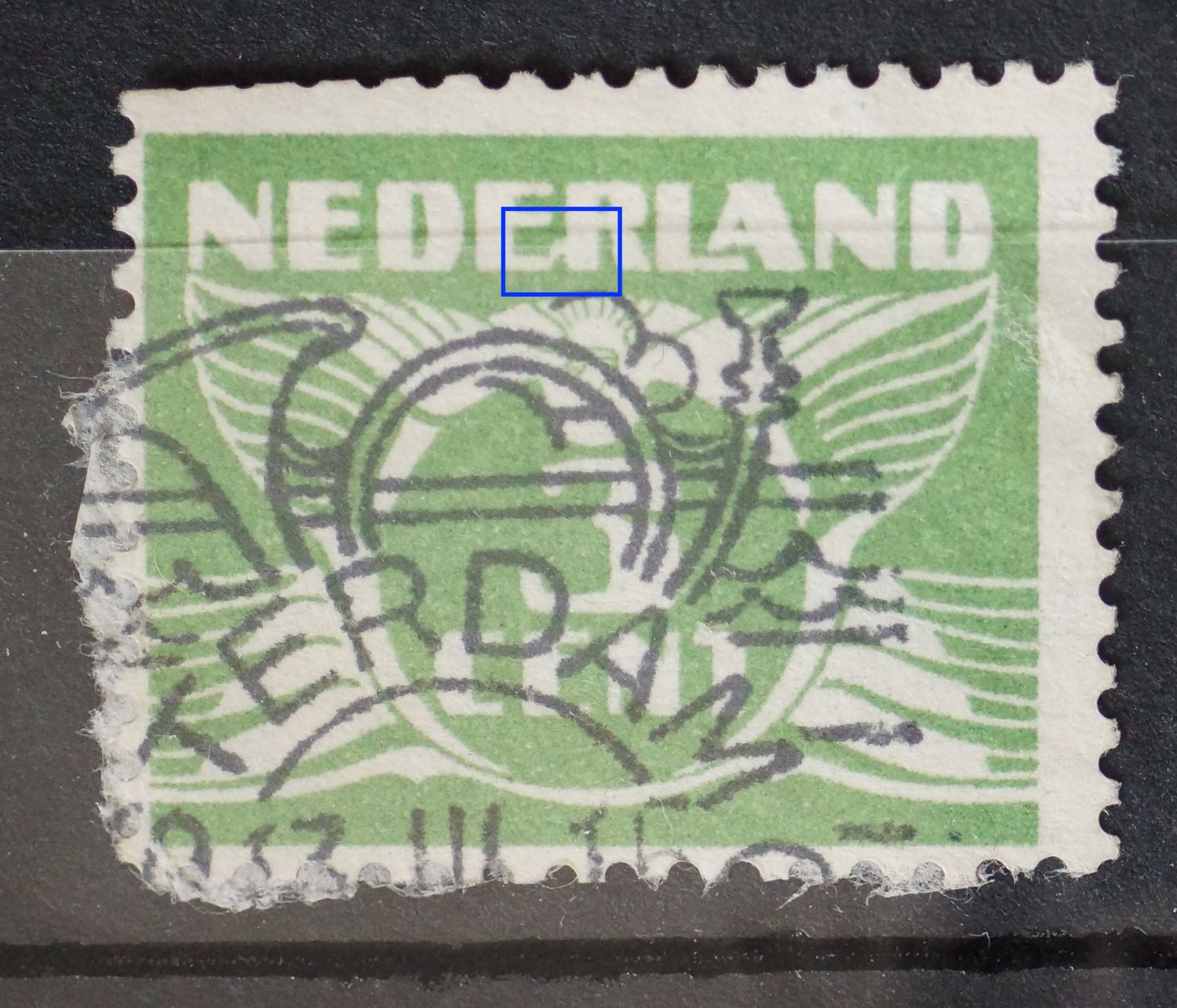 NVPH 175 - witte vlek tussen ER van NEDERLAND