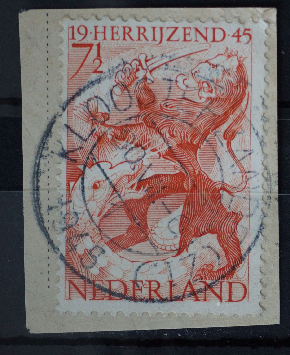 Kloosterzande (Zl.) 1 op NVPH 443 - open 4 van 1945 Kloosterzande (Zl.) 1 op NVPH 443 - open 4 van 1945