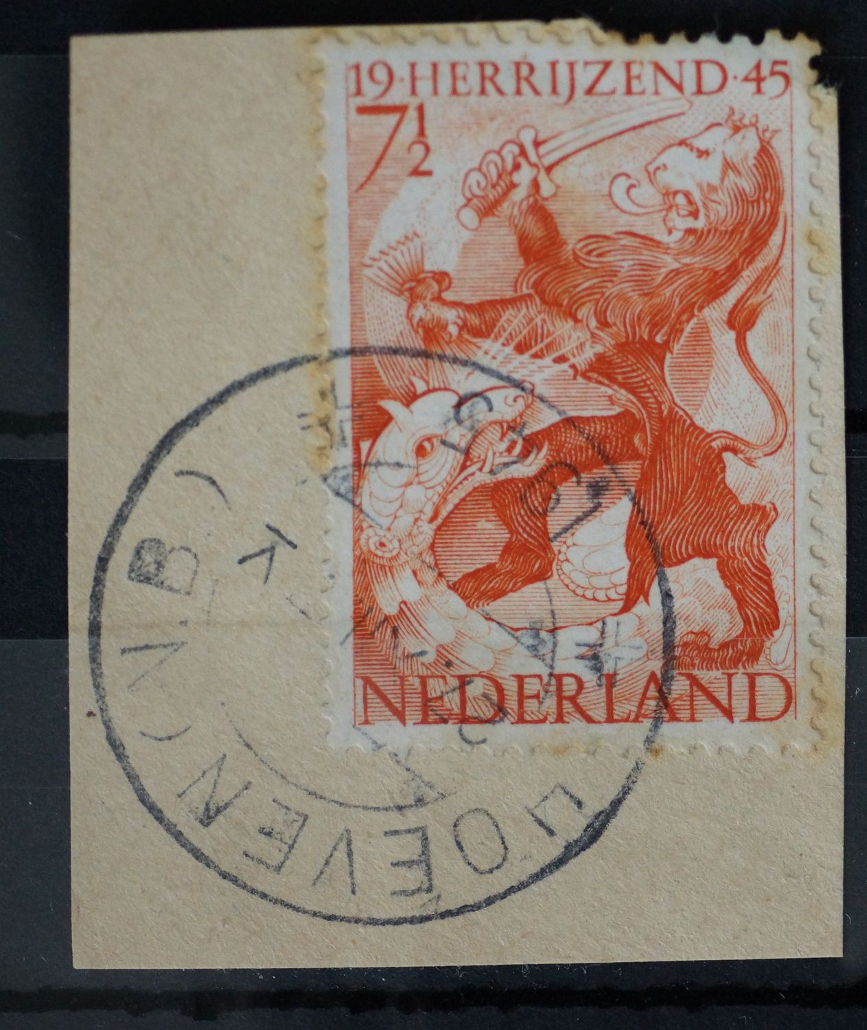 Hoeven (N.B.) op NVPH 443 - open 4 van 1945 - laat gebruik!