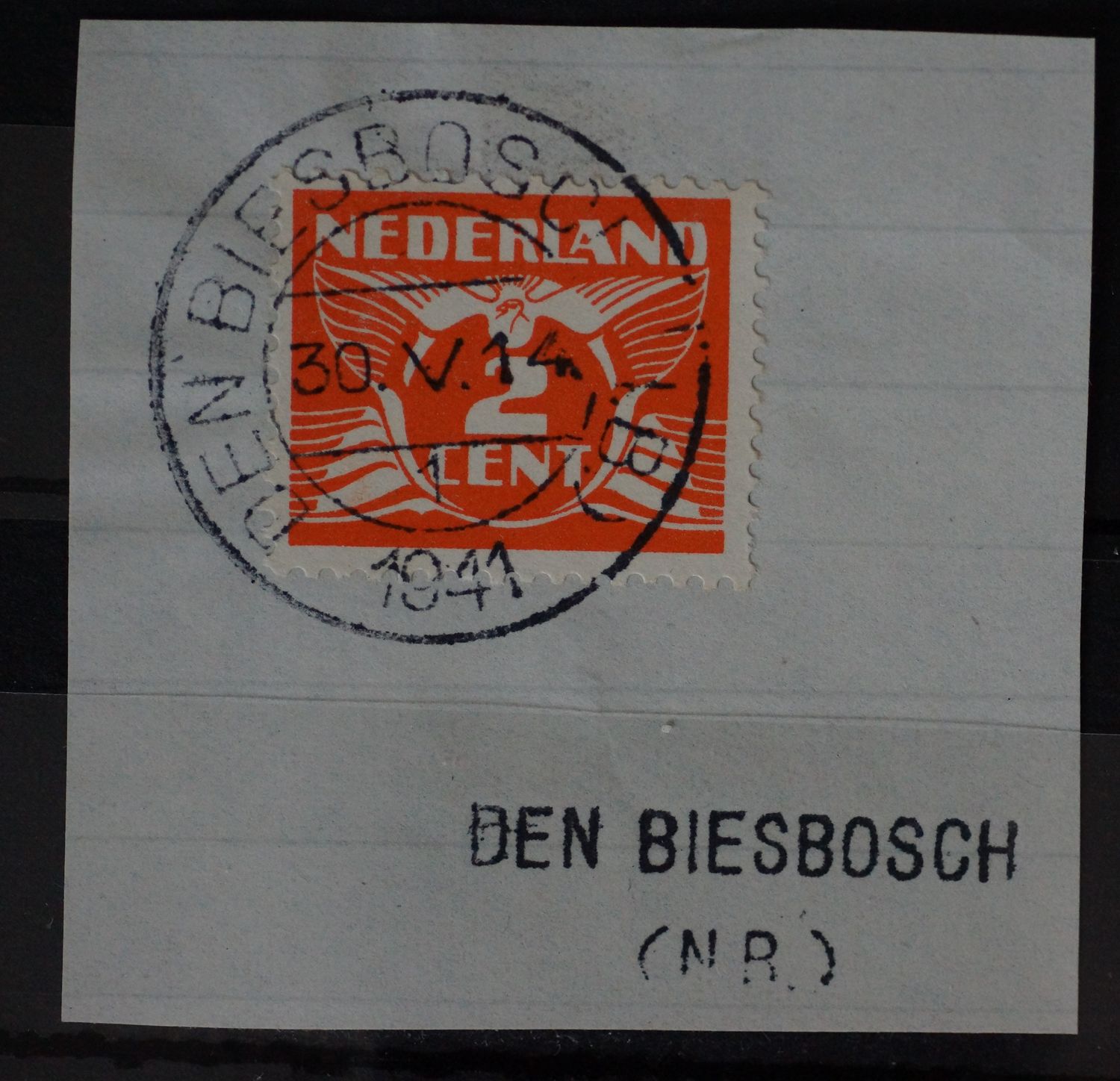Den Biesbosch (N.B.) 1 op NVPH 174 - tevens kantoornaamstempel