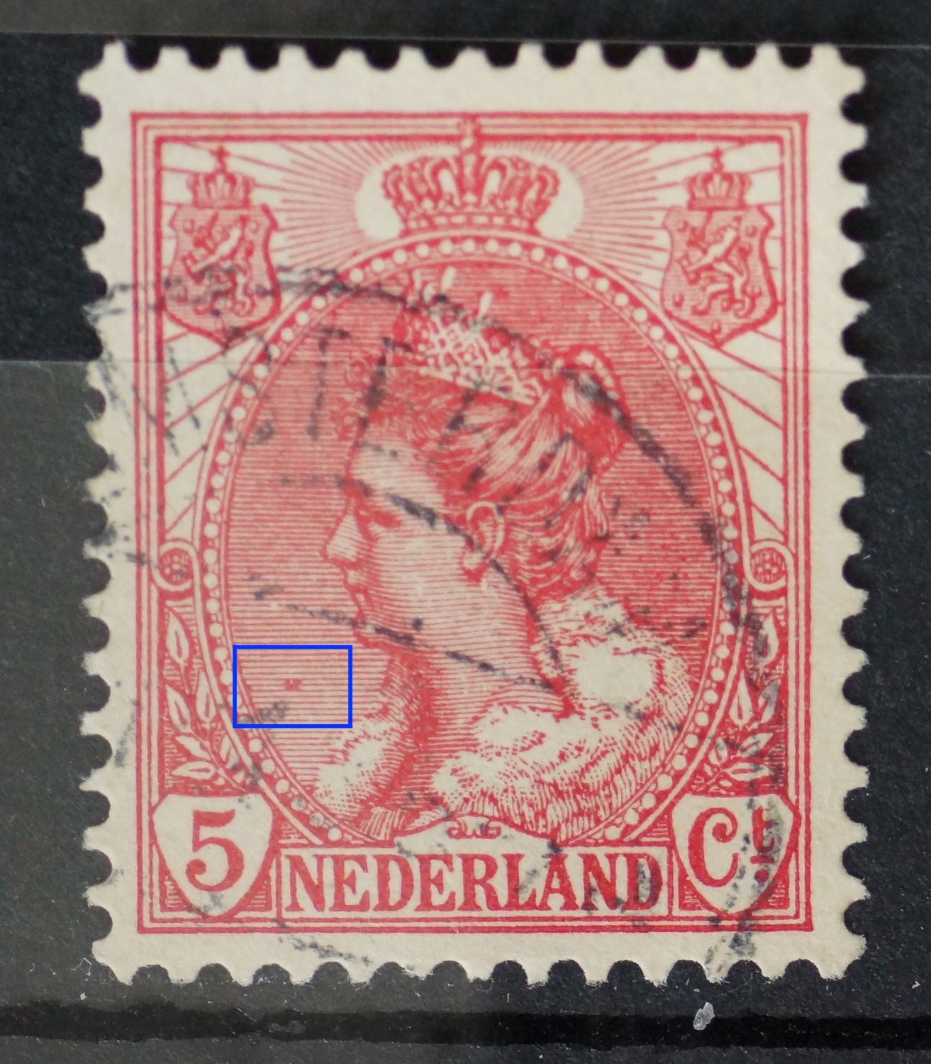 NVPH 60 - rode vlek in arcering links