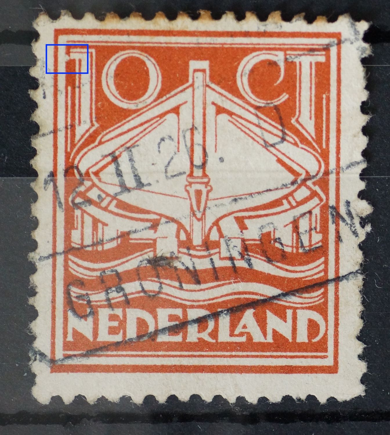 NVPH 140 - witte vlek linksboven voor de 1 NVPH 140 - witte vlek linksboven voor de 1