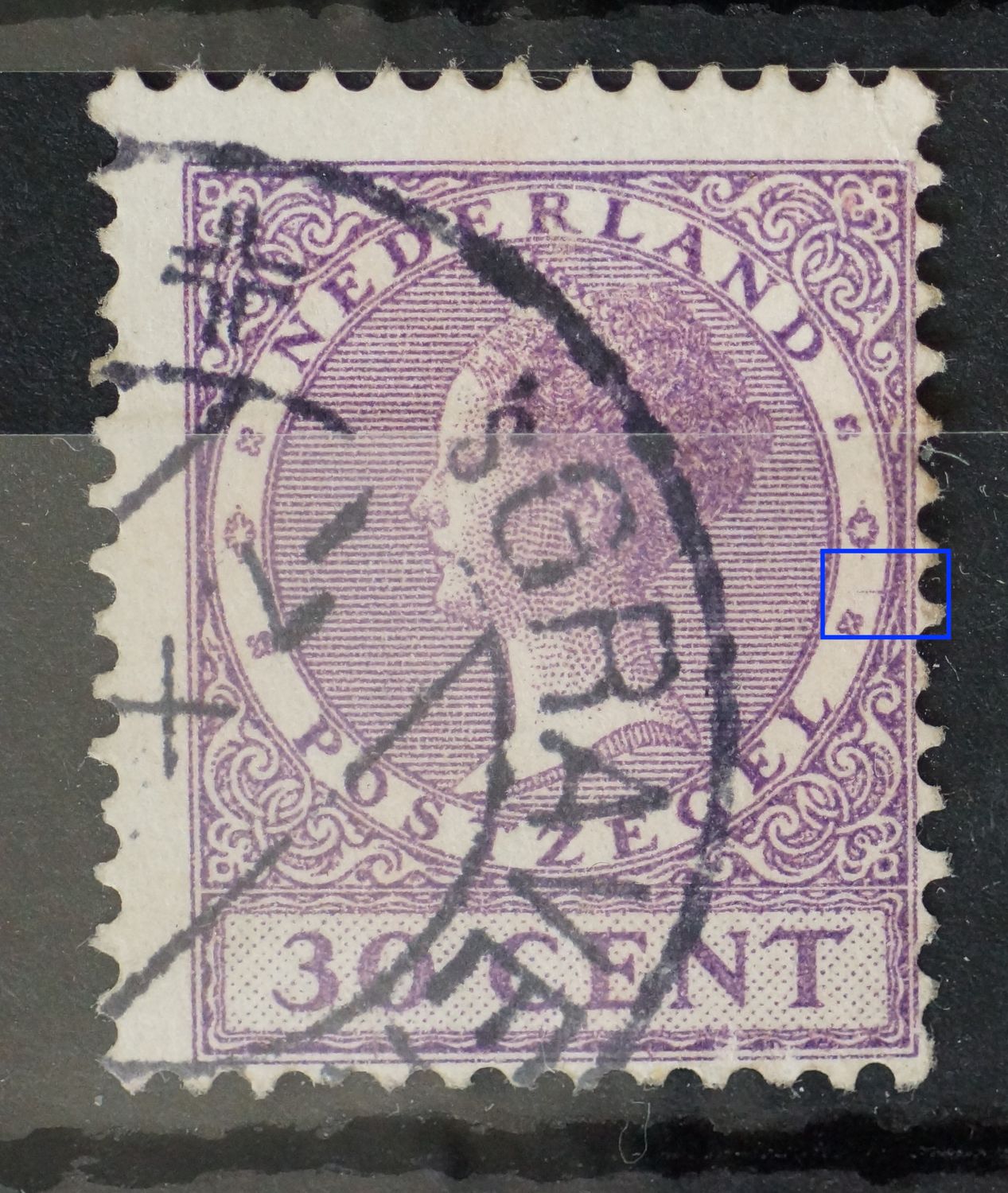 NVPH 158 - horizontaal violet streepje rechts NVPH 158 - horizontaal violet streepje rechts