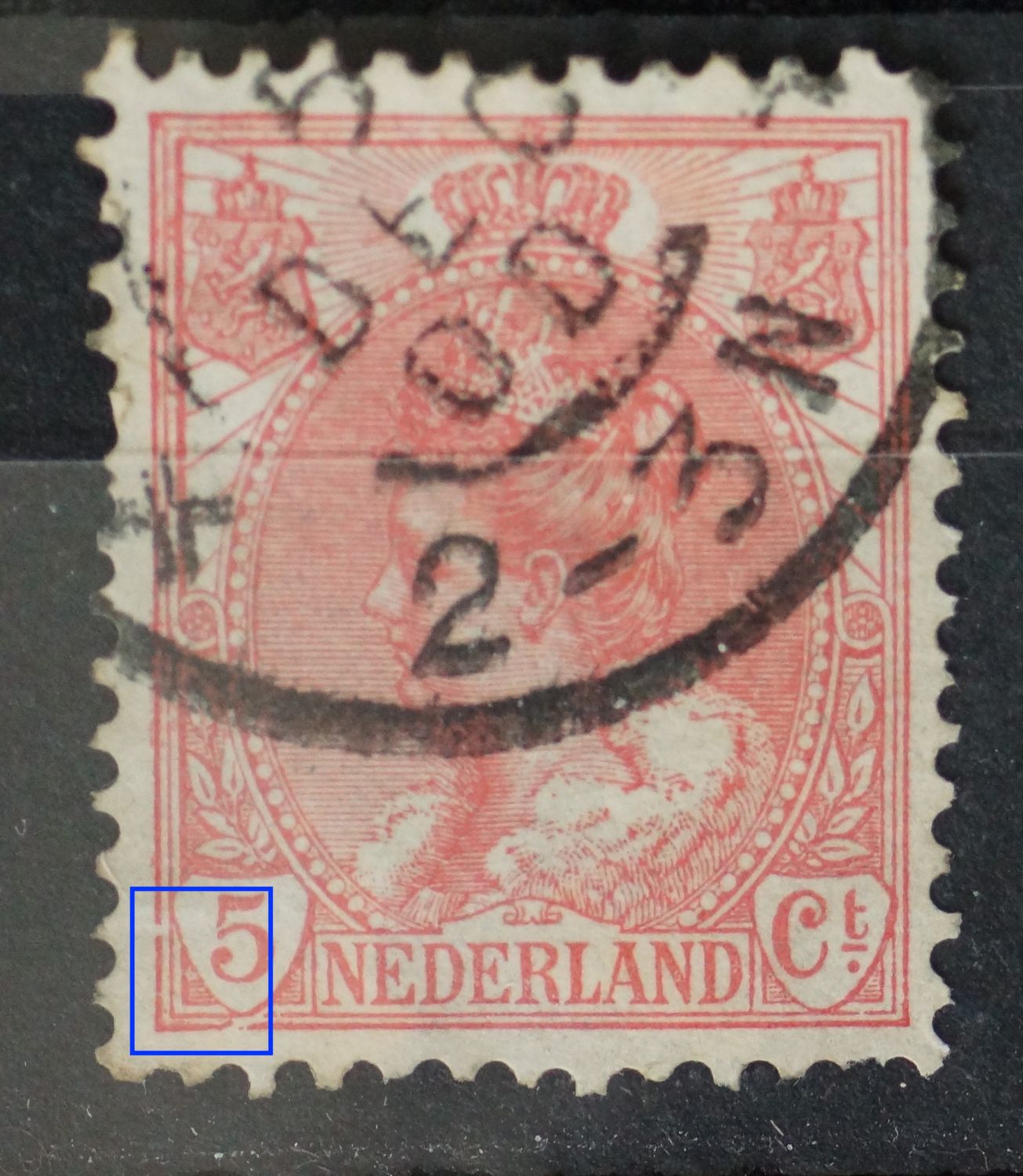 NVPH 60 - o.a. breuk in kaderlijnen rechtsonder