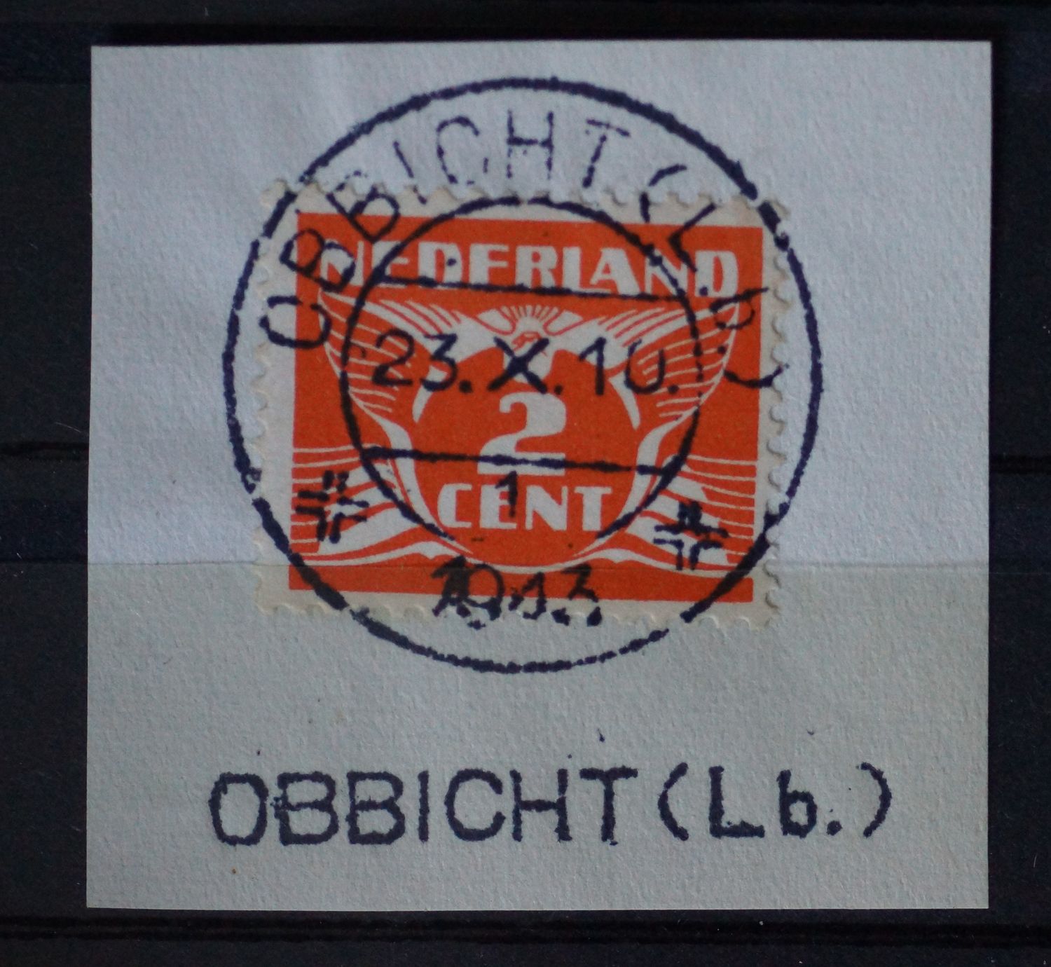 Obbicht (Lb.) 1 op NVPH 174 - tevens kantoornaamstempel