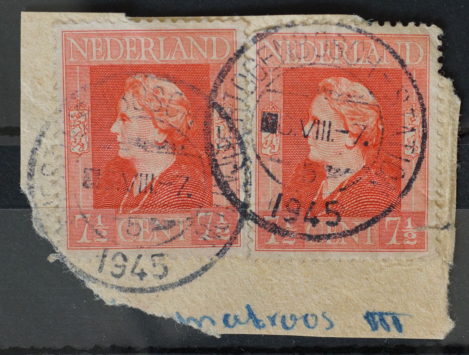 sHertogenbosch-Station 5 op NVPH 432 (2x) - open 4 van 1945