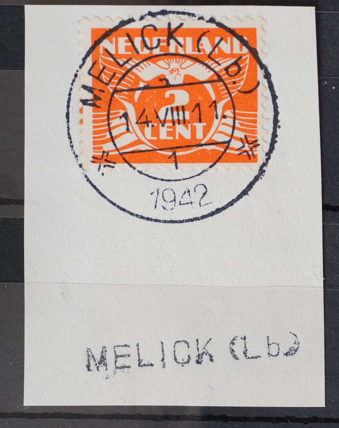 Melick (Lb.) 1 op NVPH 174 - tevens kantoornaamstempel