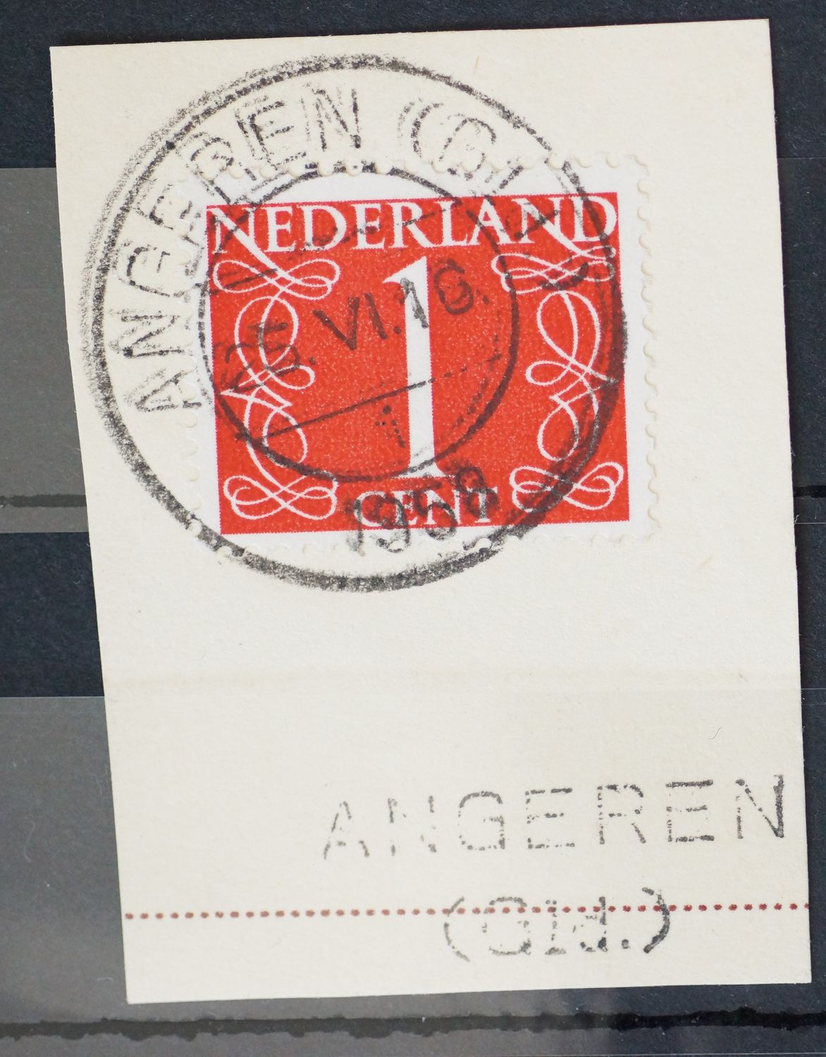 Angeren (Gld.) 1 op NVPH 460 - tevens kantoornaamstempel