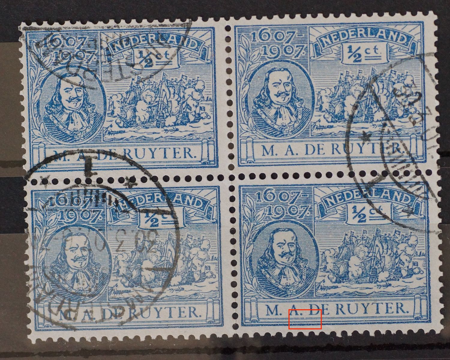 Amsterdam 1 op NVPH 87 (blok) - plaatfout