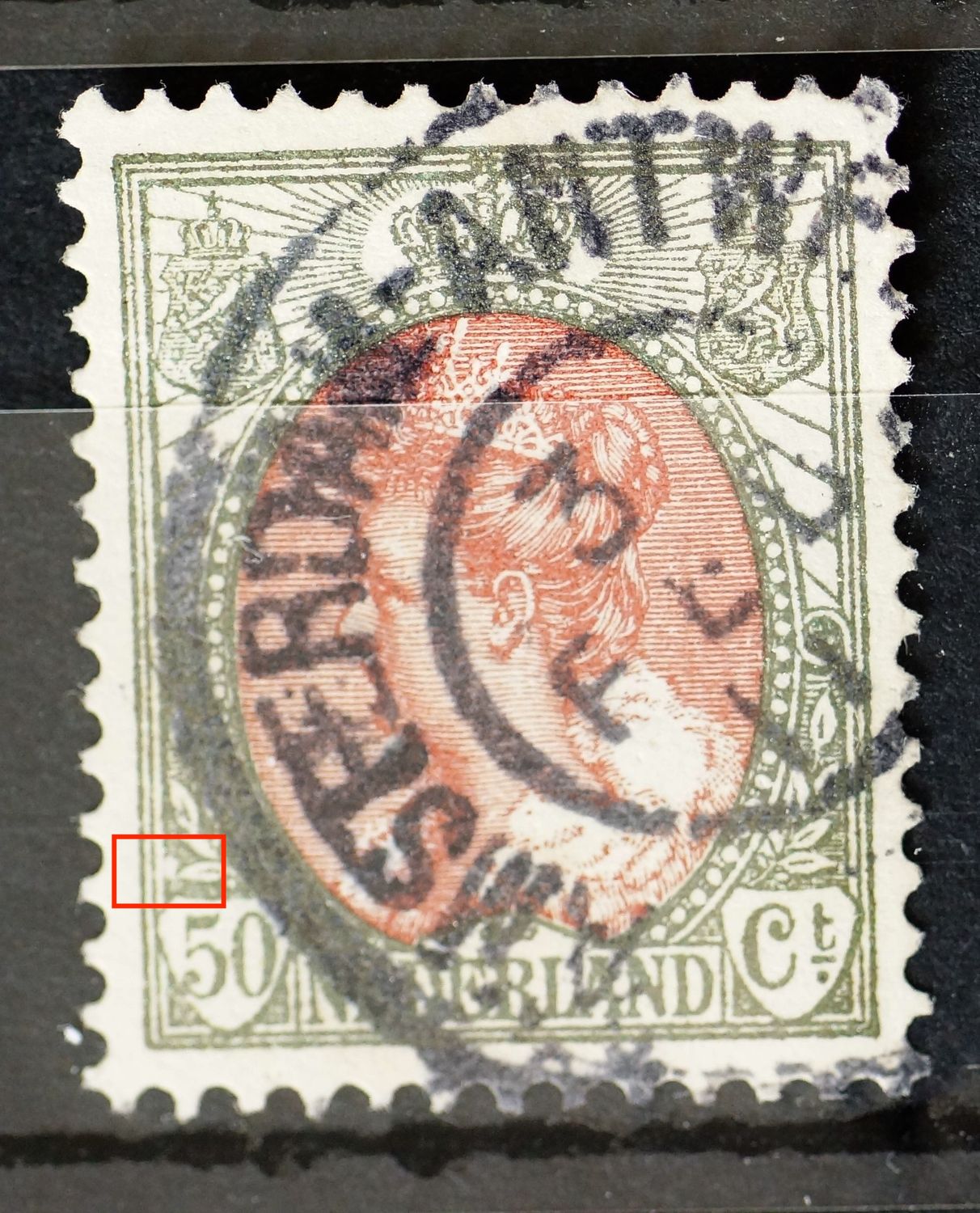 NVPH 74 - witte vlek boven 50 NVPH 74 - witte vlek boven 50