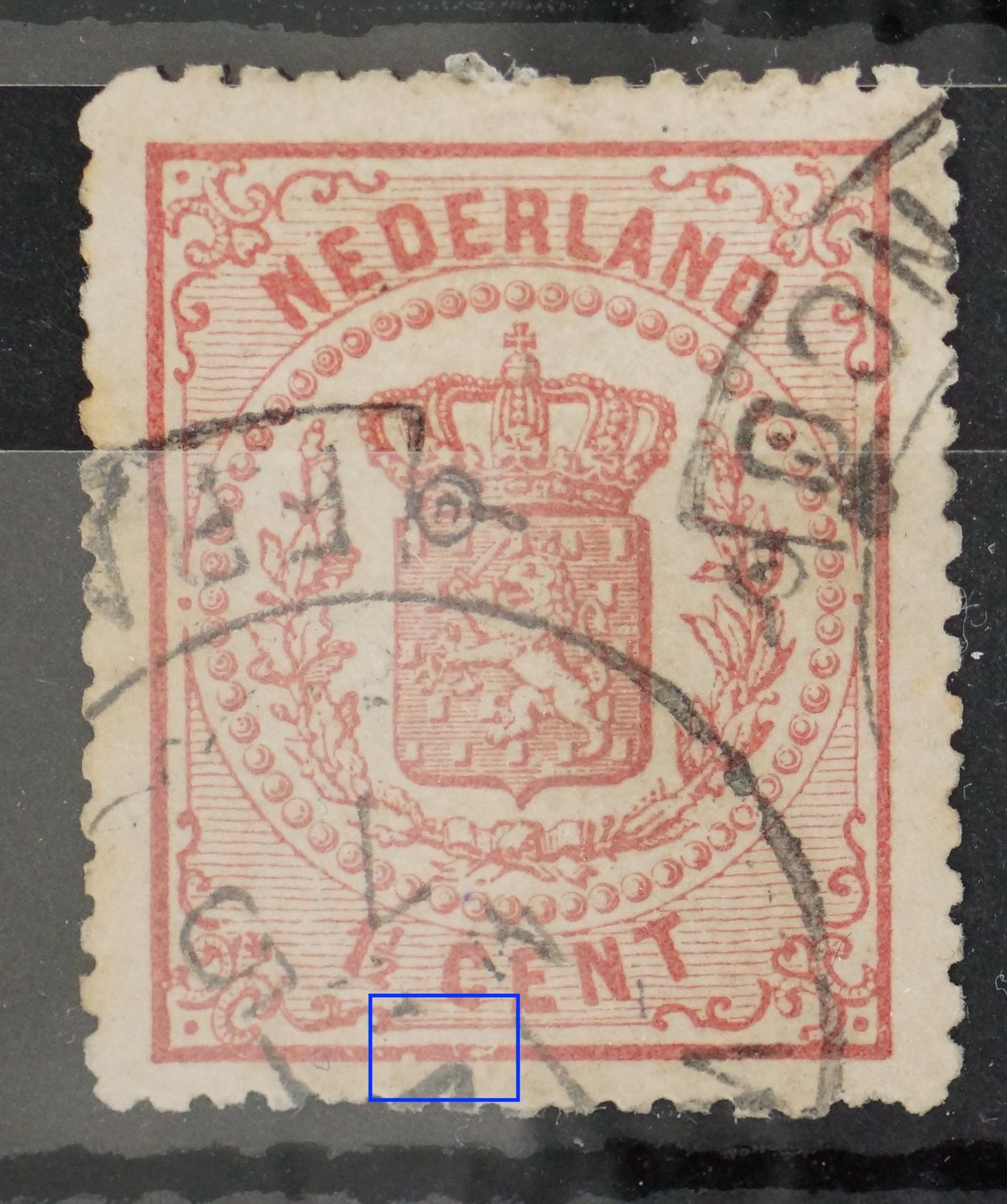 NVPH 16 - witte vlekken in kaderlijn onder