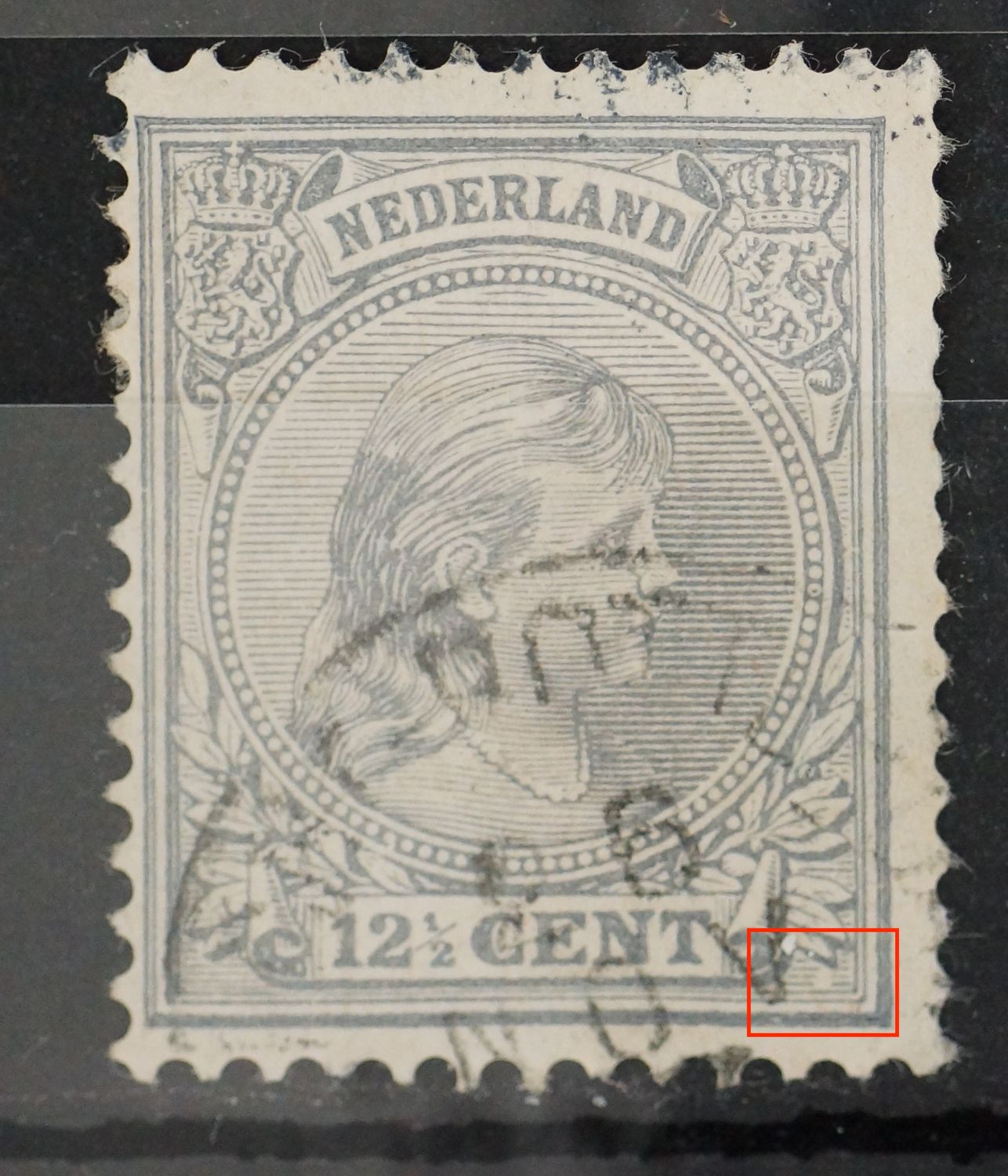 NVPH 38 - witte vlek / breuken in arcering rechtsonder