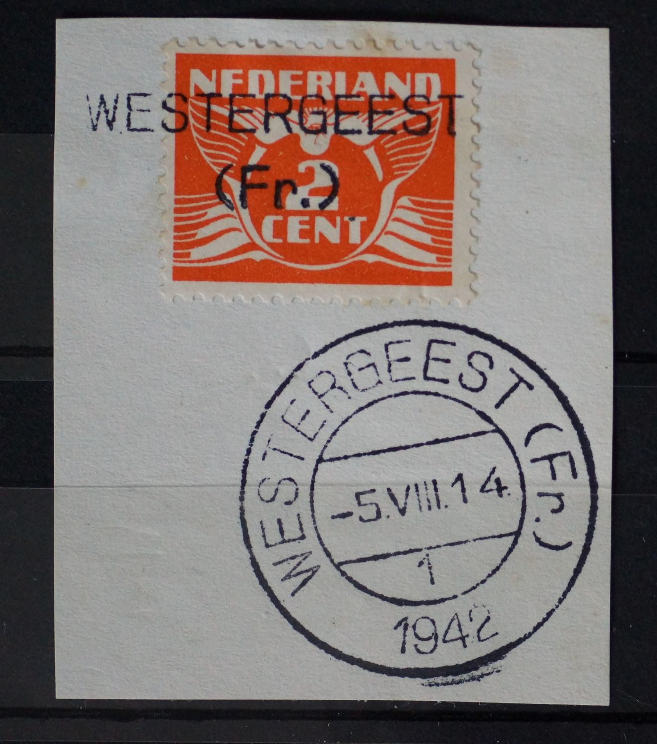 Westergeest (Fr.) 1 en kantoornaamstempel op NVPH 173