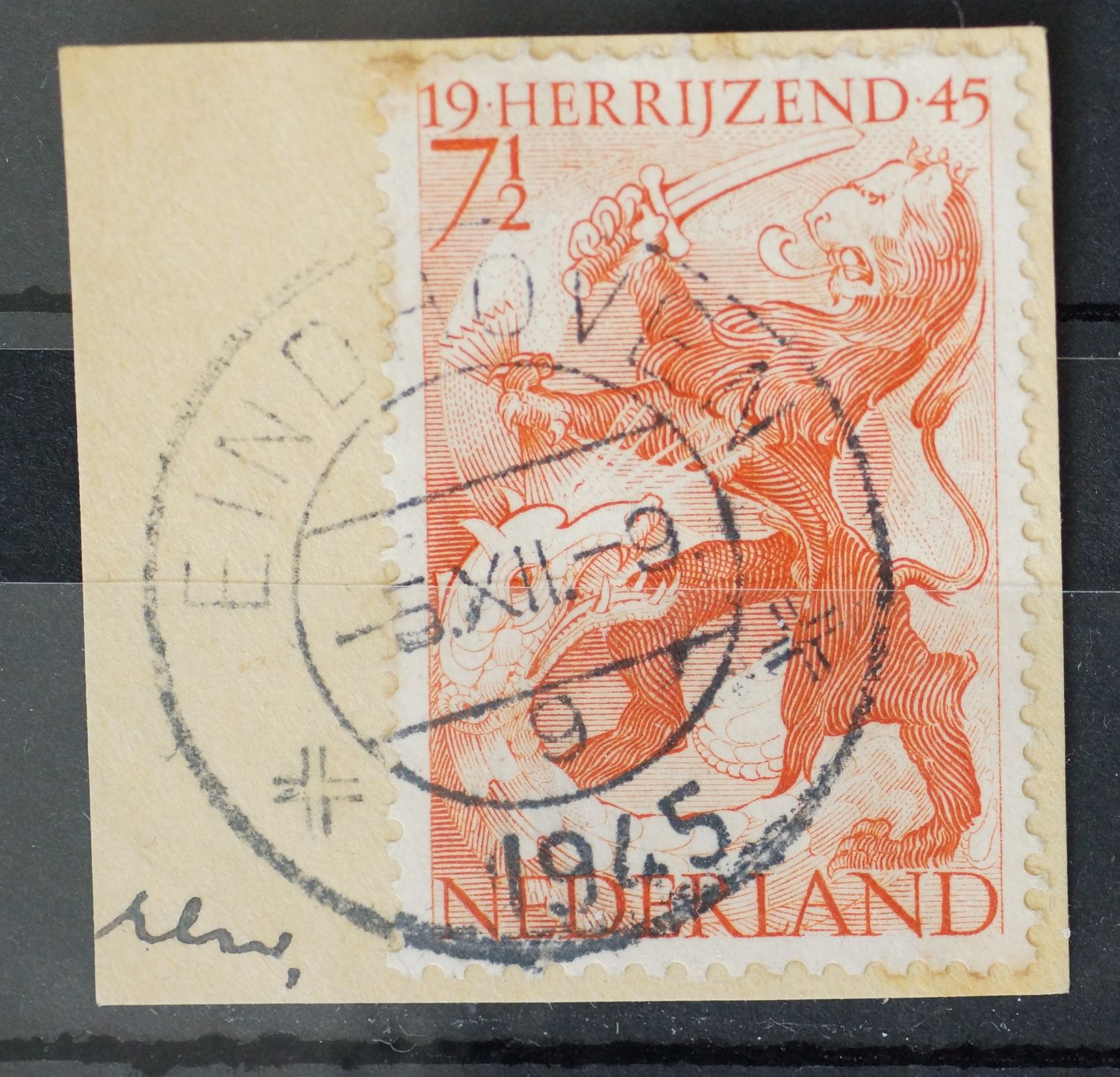 Eindhoven 9 op NVPH 443, open 4 van 1945 Eindhoven 9 op NVPH 443, open 4 van 1945