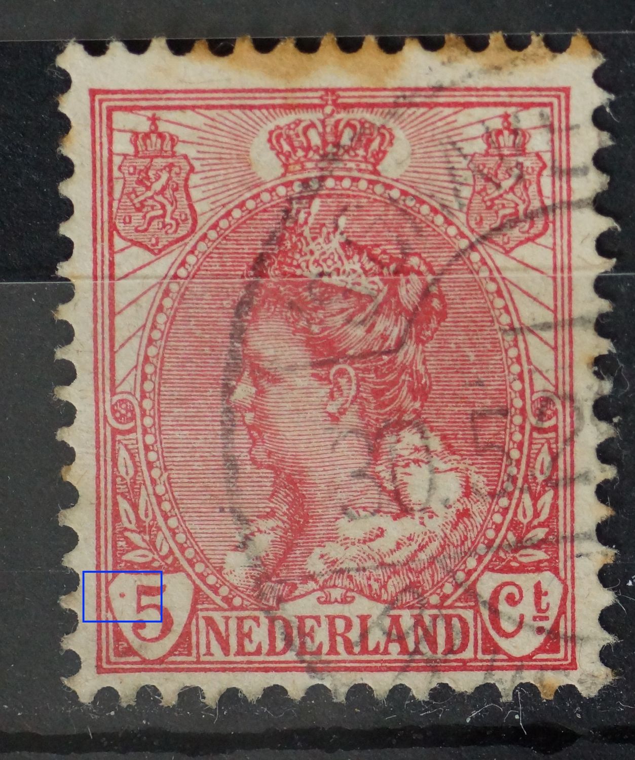 NVPH 60 - o.a. rode punt voor de 5