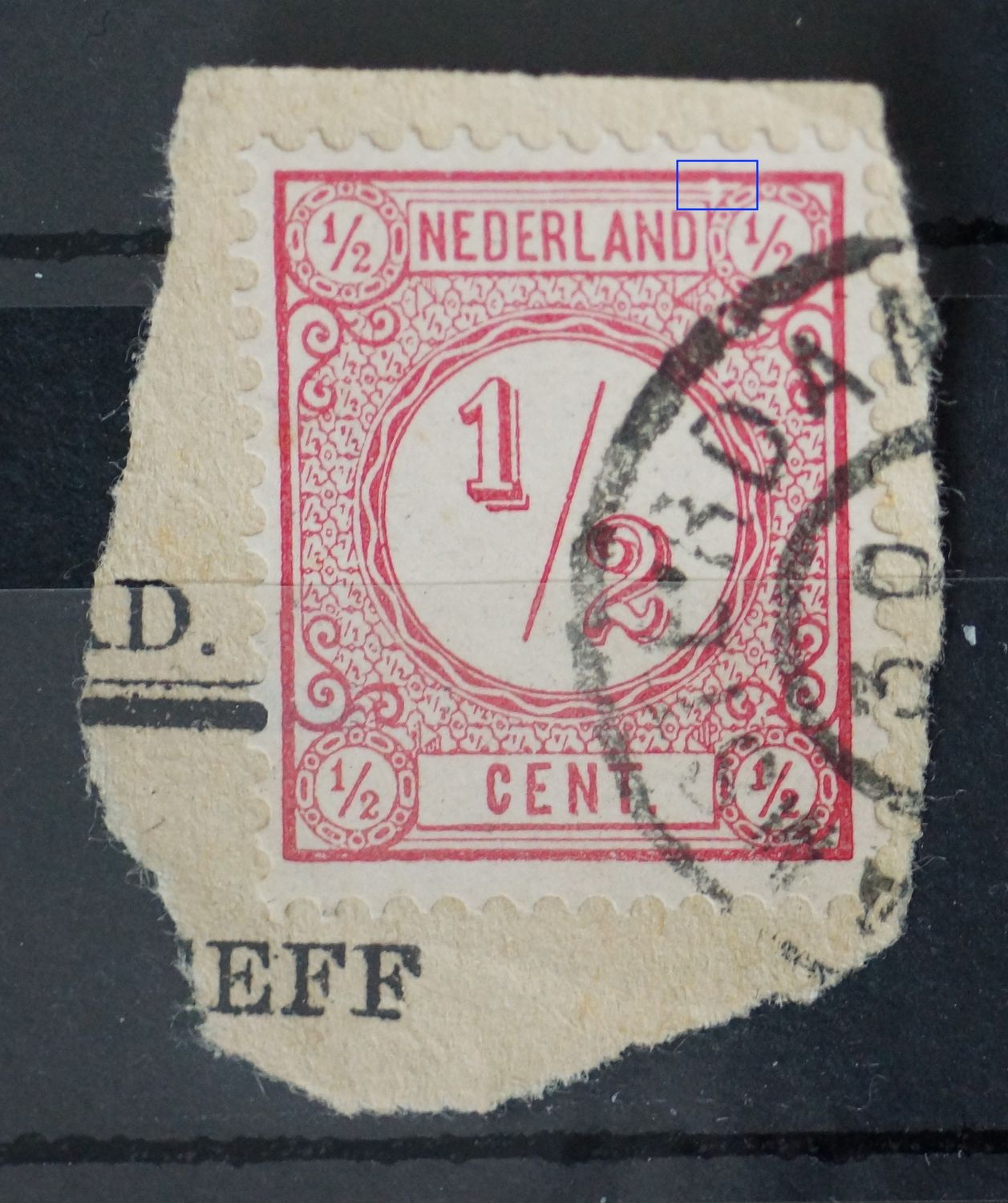 NVPH 30 - breuk in kaderlijn boven, rechts