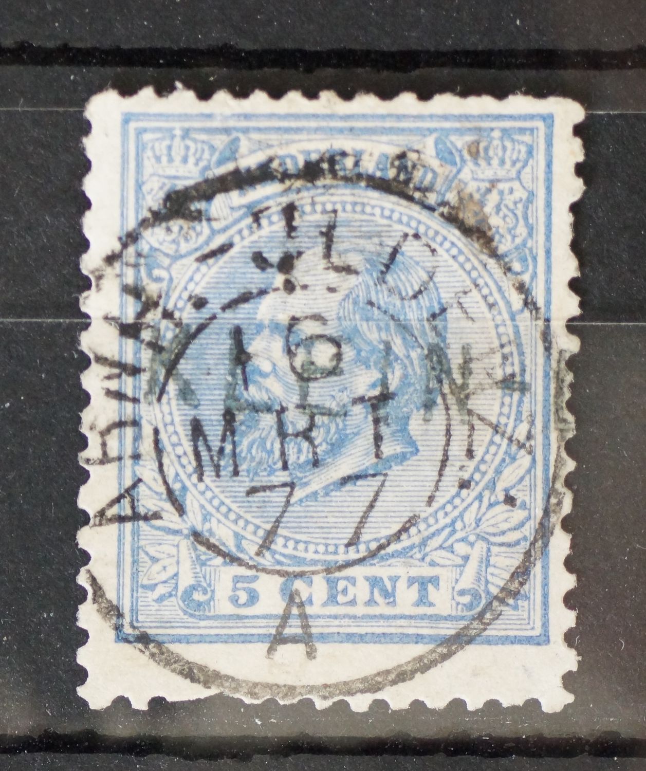 Arnh:-Oldenz: A op NVPH 19, tevens kantoornaamstempel Klein-D(ochteren) in baluw