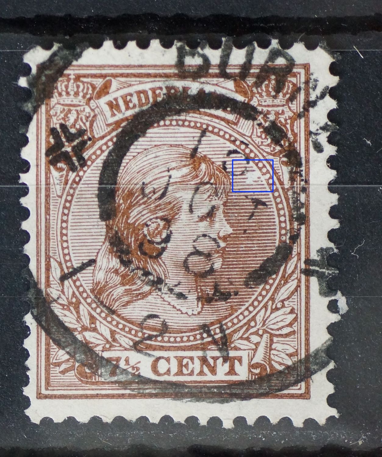 NVPH 36 - beschadidging / witte vlek in arcering rechts