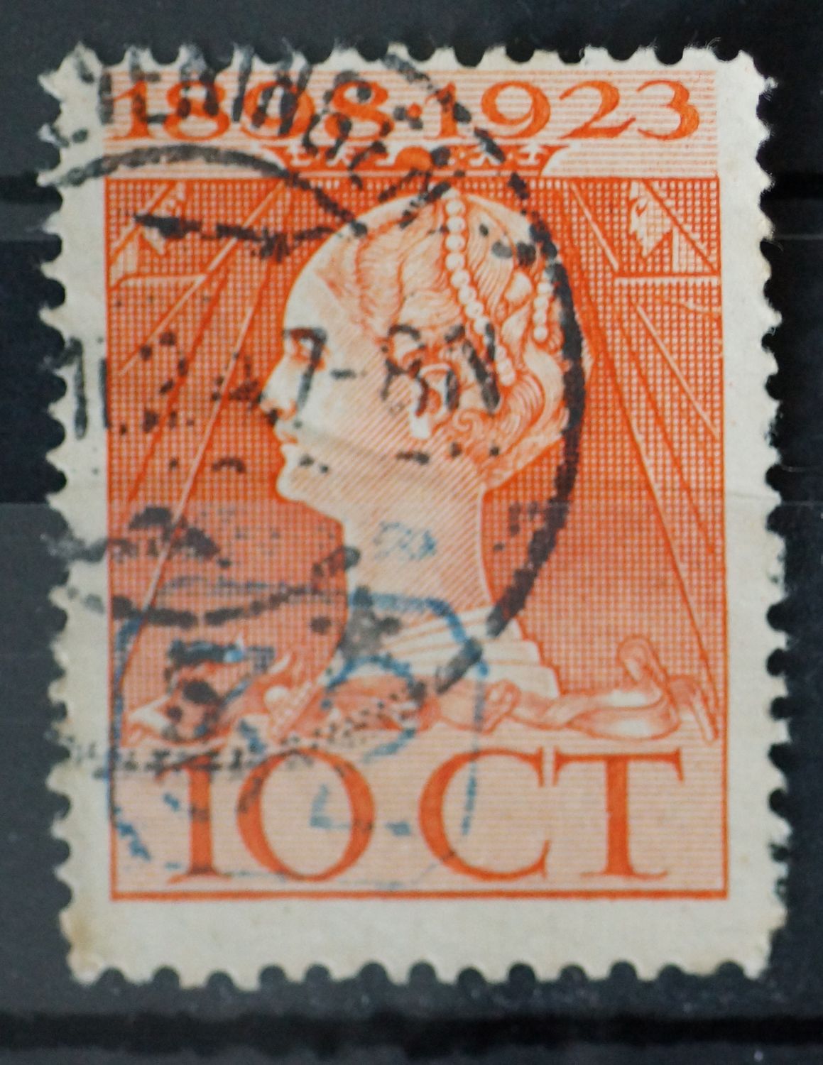 Scheveningen 5 op NVPH 124, tevens bestellerstempel (blauw)