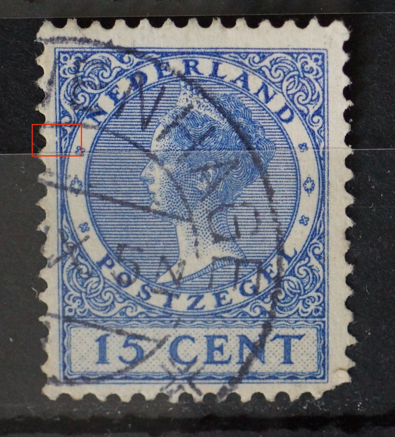 NVPH 155 breuk in kaderlijn links NVPH 155 breuk in kaderlijn links