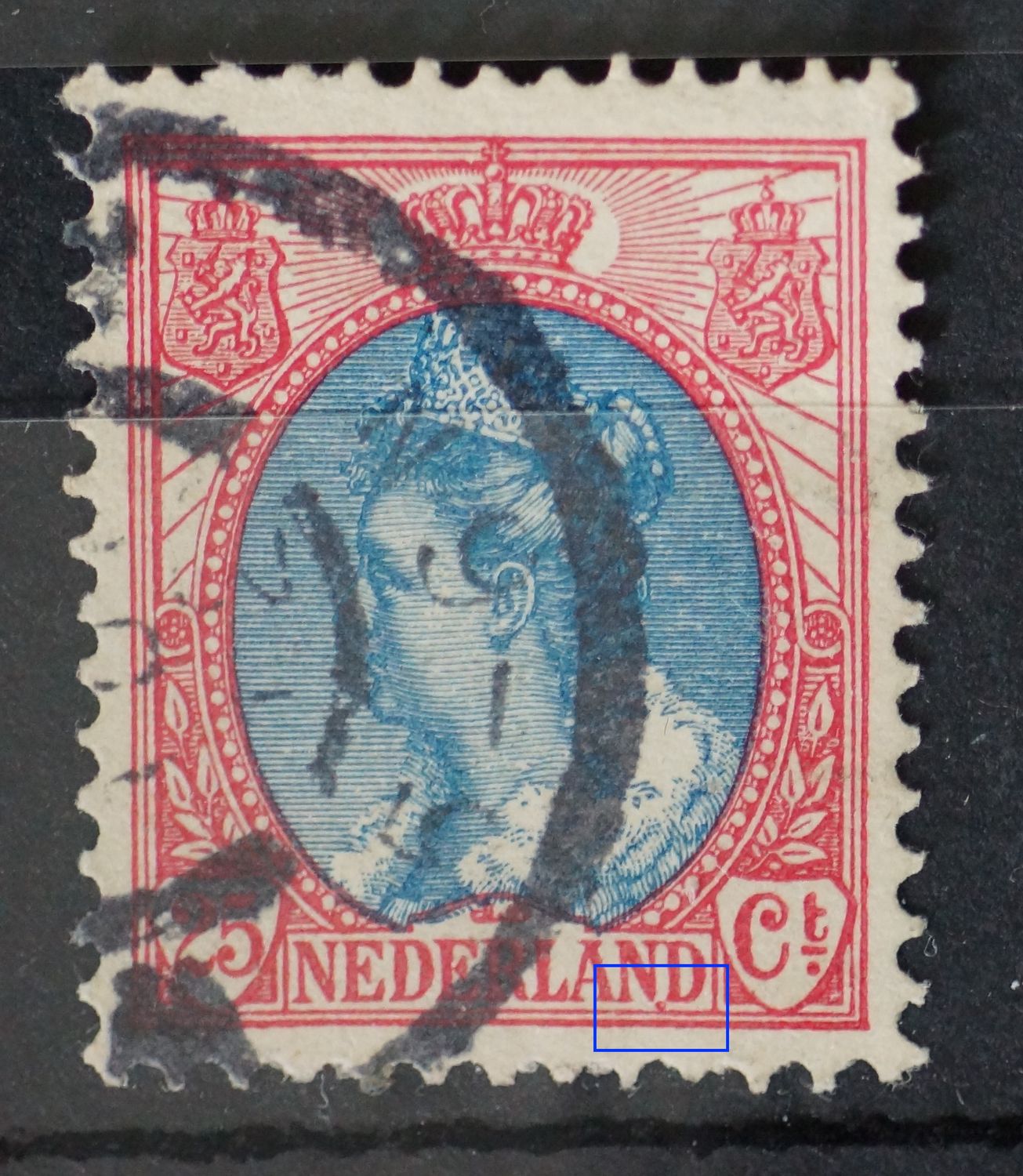 NVPH 71 - rode punt tussen ND van NEDERLAND