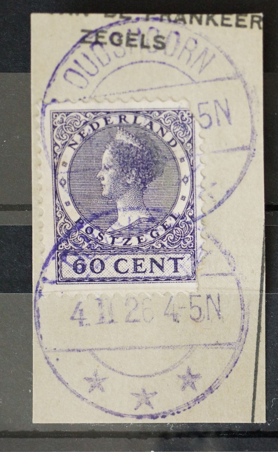 Oudshoorn (violet!) op NVPH 162 (fraai)